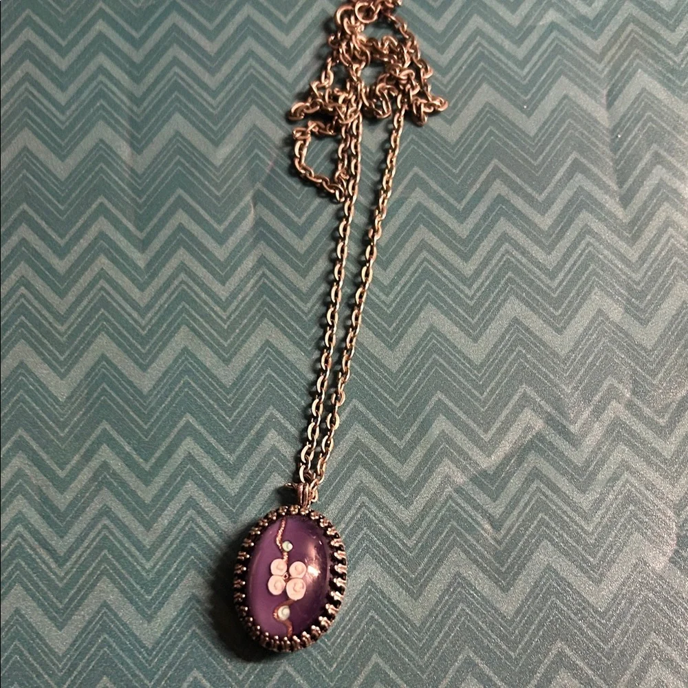 Purple Glass‎ Art Pendant Necklace